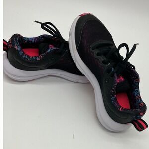 Under Armour Kids Sneakers Size 3.5Y Black Pink Blue Pattern Athletic Shoes